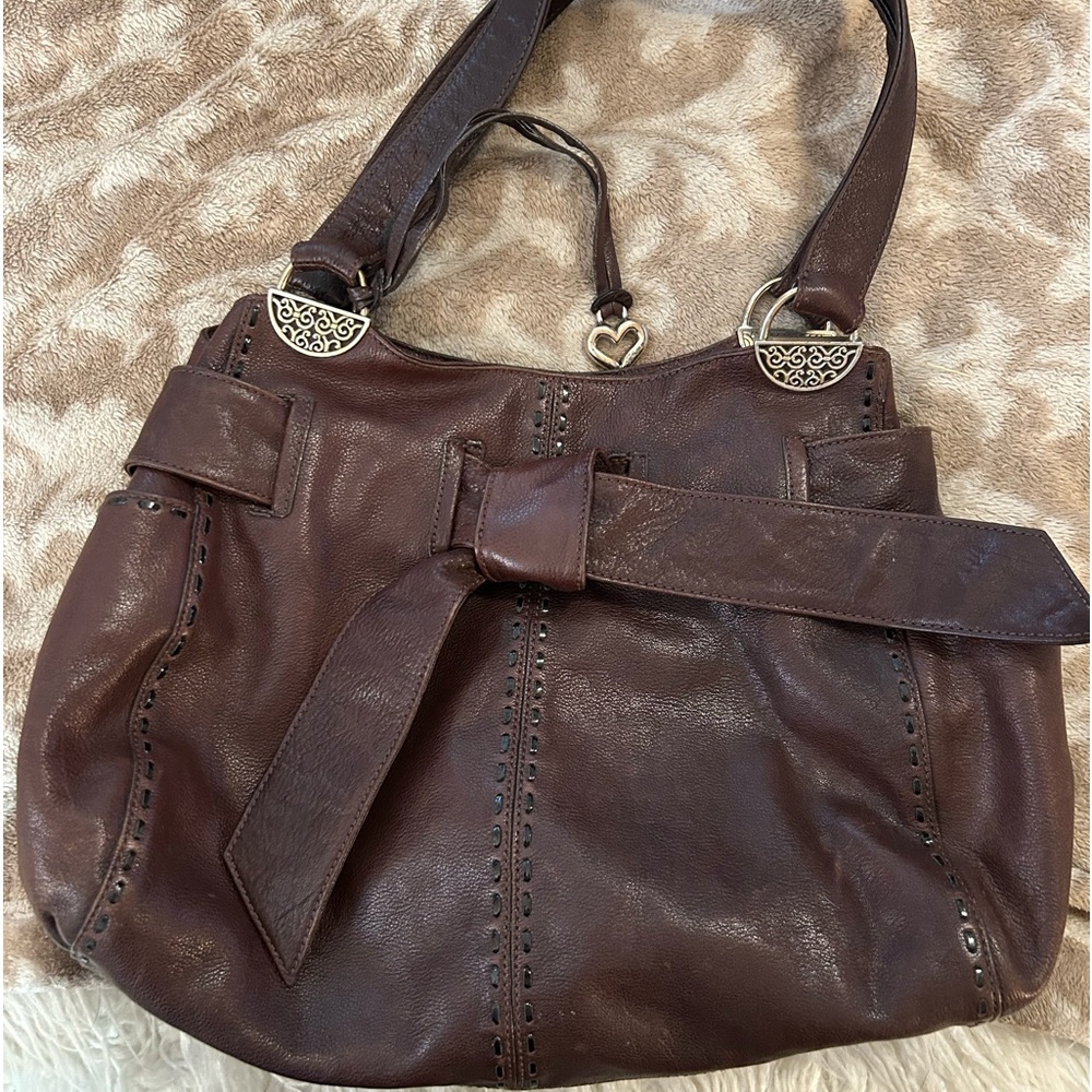 Brighton large, dark brown leather handbag
